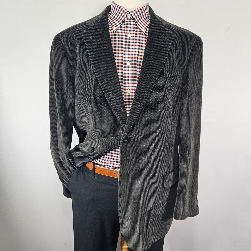 Dockers Men's Sport Coat Blazer Two Button Black Corduroy Cotton Size 46R